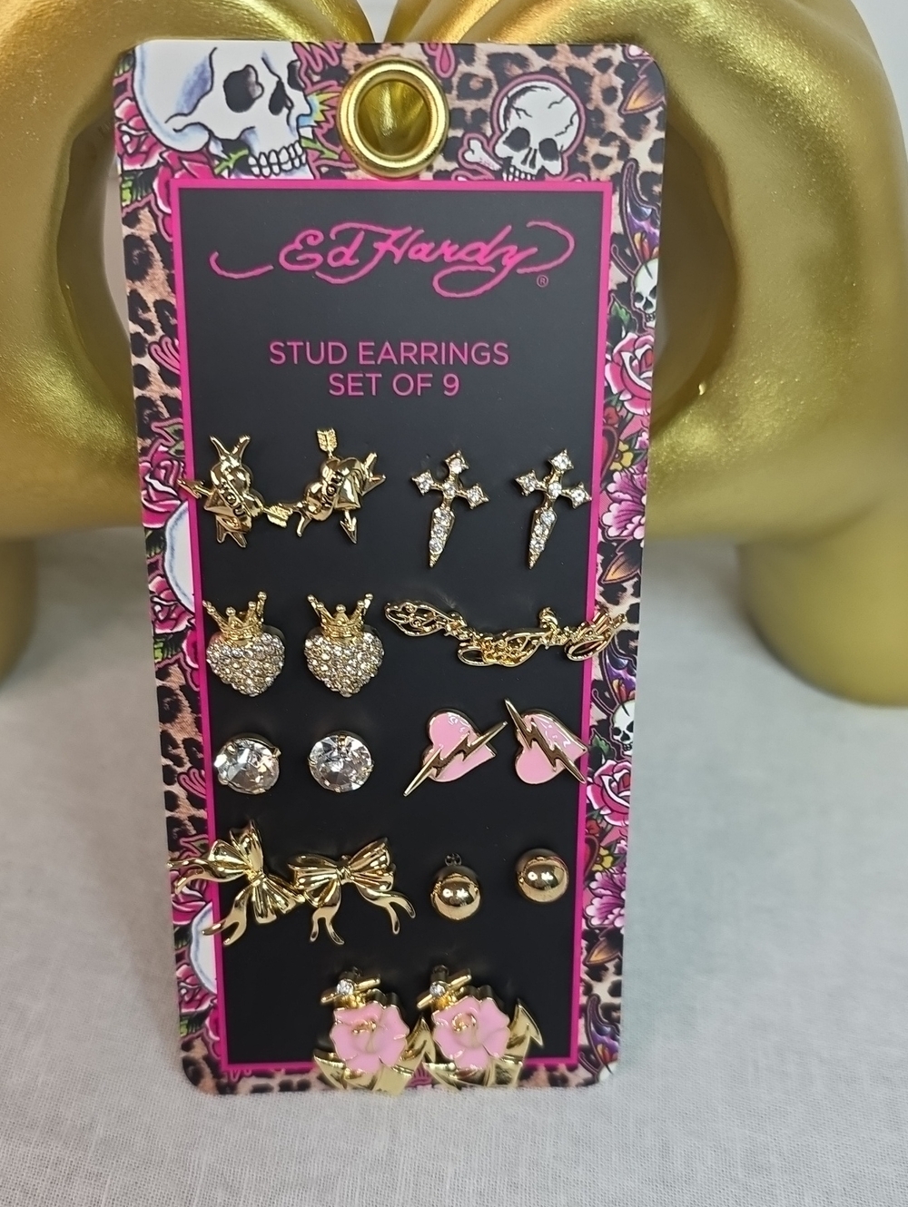 Ed Hardy Trinkets 9 Pair Stud Earring Set